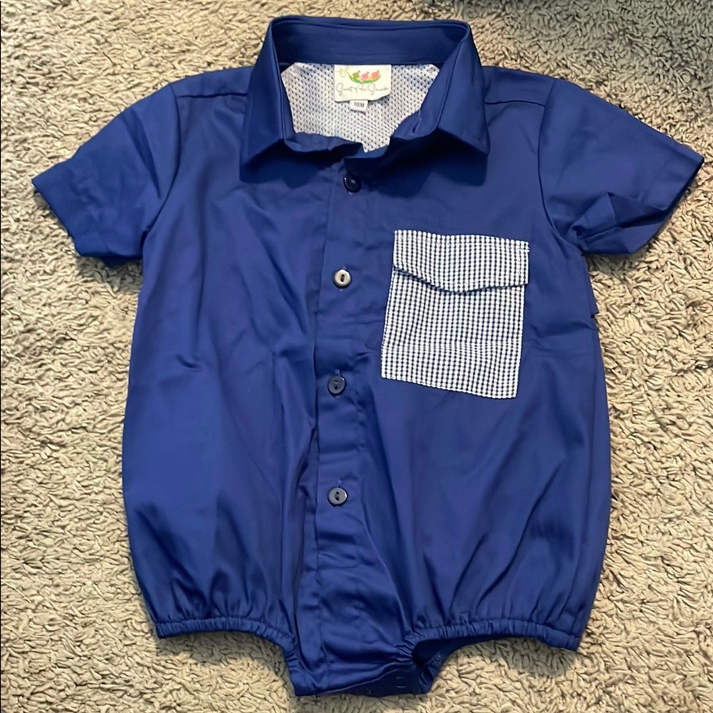 Kids Blue Button-Up Shirt with Pocket NWOT